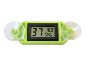 Digital hygrometer with suction cups- green frame