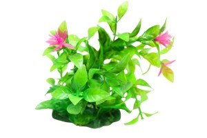 Artificial small plant No. 43 green with pink flowers